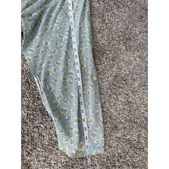 Flax Oversized Button Up Blouse Sheer Rayon Floral Pattern Tunic Blue Women’s M - Picture 10 of 11